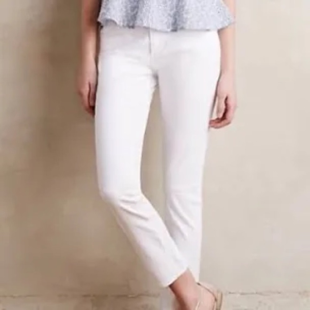 AG White Slim Straight Ankle Jeans
